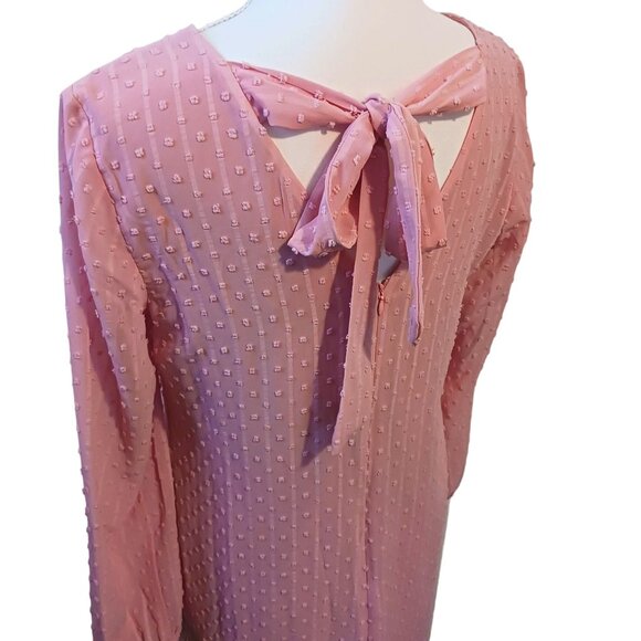 NEW INC International Concepts Blush Pink Swiss Dot Tie Back Shift Dress Size S - Picture 8 of 14